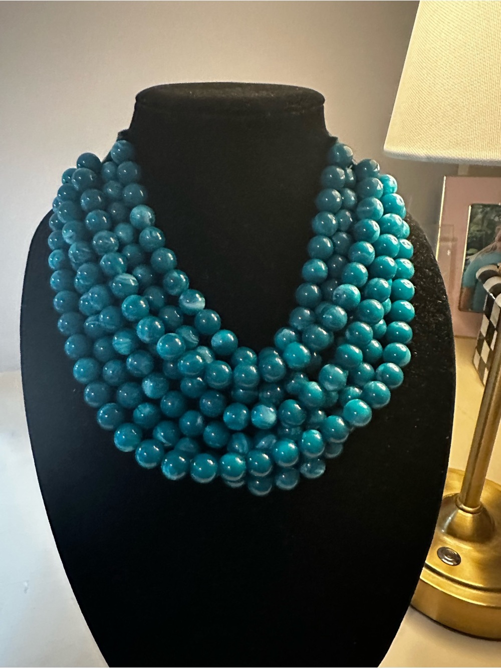 Women’s Teal Multi-Strand Beaded Necklace